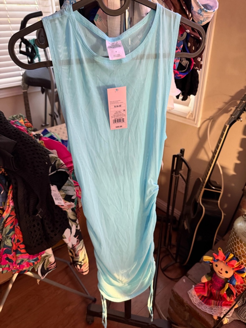 wild fable light aqua sleeveless tank with drawstring